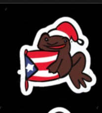 🐸 Sticker Coquí Navideño con Bandera de Puerto Rico – Orgullo Boricua